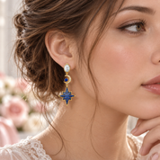 Celestial Moon & Star Diamond Alternative Drop Earrings-Black Diamonds New York