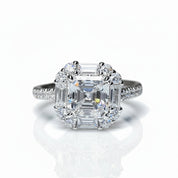 Celestine Diamond Option Emerald Cut Halo Engagement Ring-Black Diamonds New York