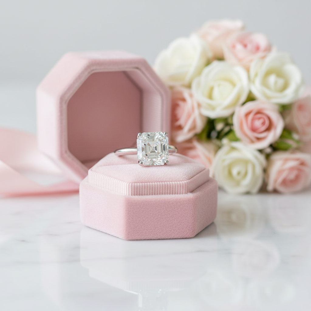 Celestine Diamond Option Emerald Cut Halo Engagement Ring-Black Diamonds New York