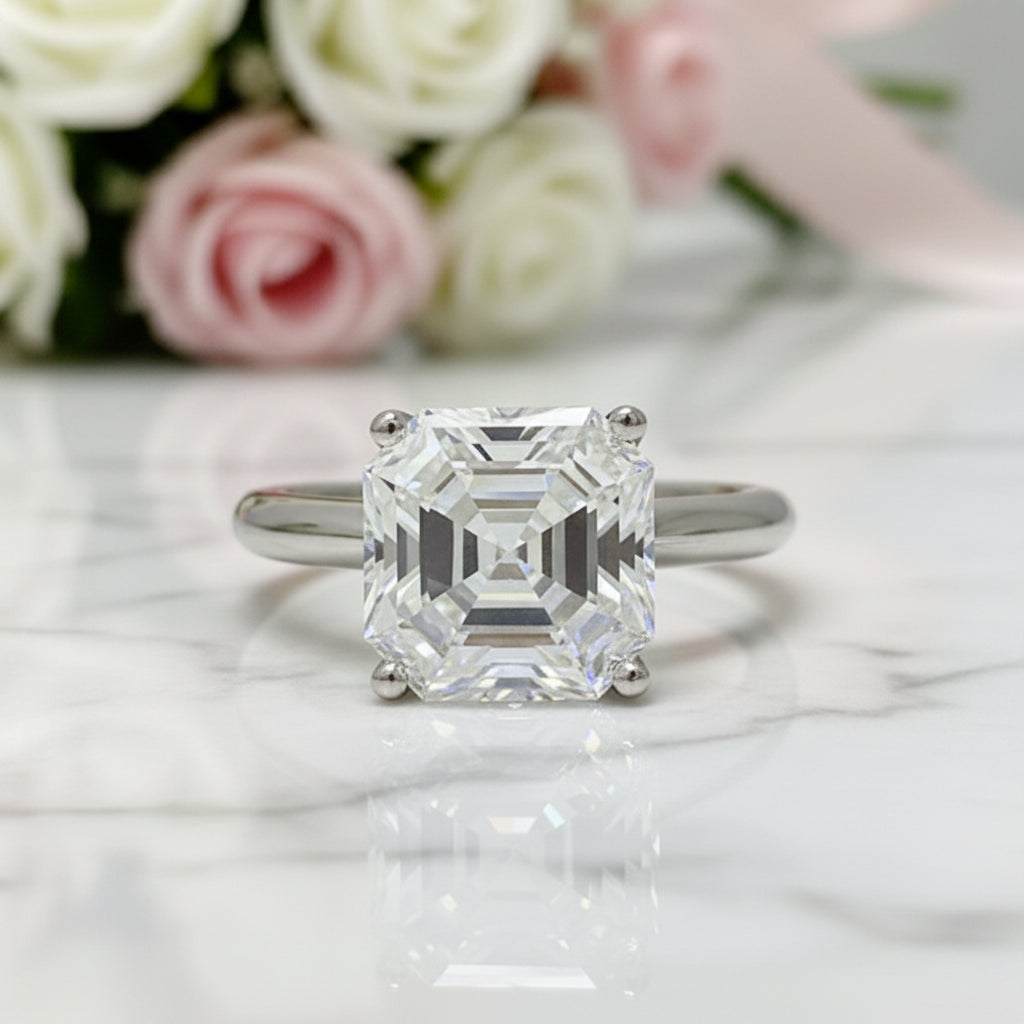 Celestine Diamond Option Emerald Cut Halo Engagement Ring-Black Diamonds New York