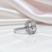 Celestine Diamond Option Emerald Cut Halo Engagement Ring-Black Diamonds New York