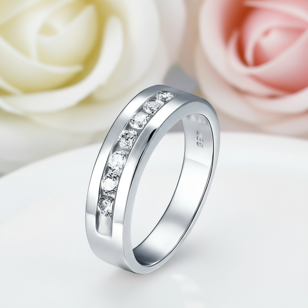 Channel Set Diamond Men's Wedding Band-Black Diamonds New York