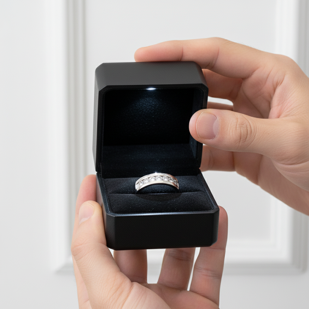 Channel Set Diamond Option Men's Wedding Band-Black Diamonds New York