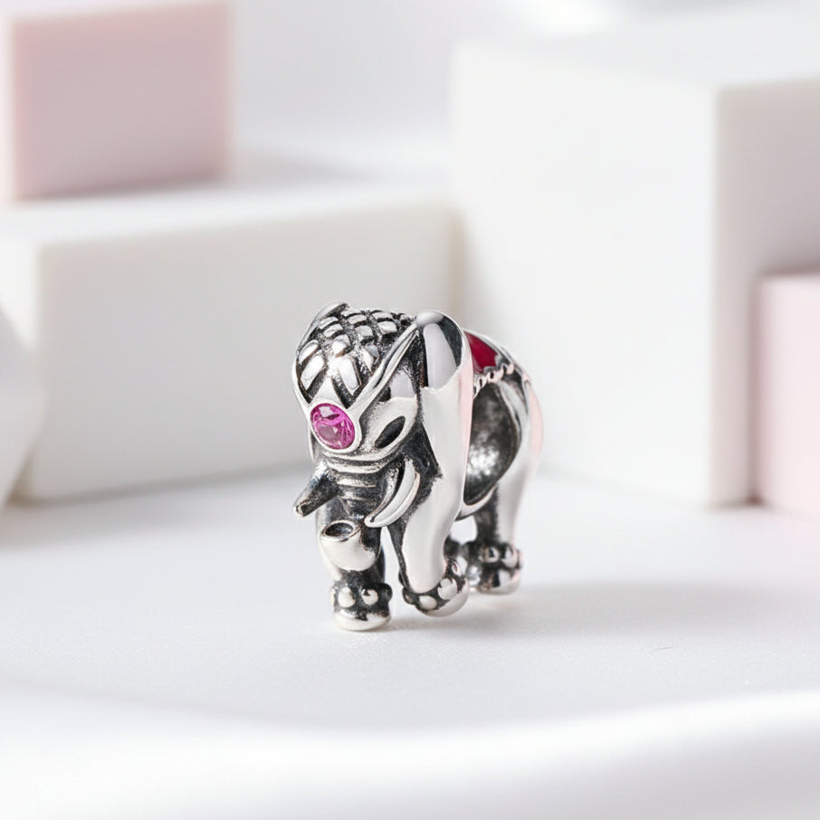 Charming Circus Elephant with Pink Diamond Charm-Black Diamonds New York