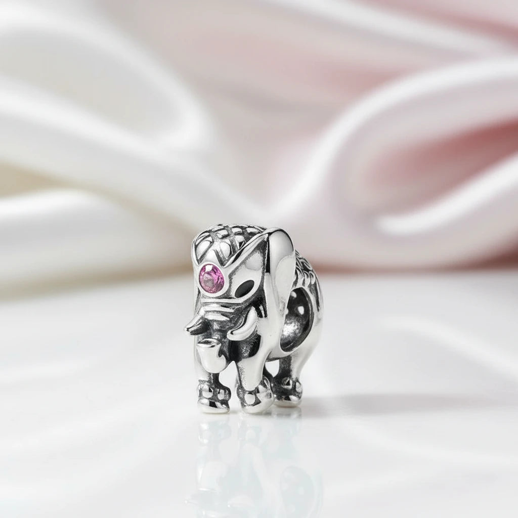Charming Circus Elephant with Pink Diamond Option Charm-Black Diamonds New York