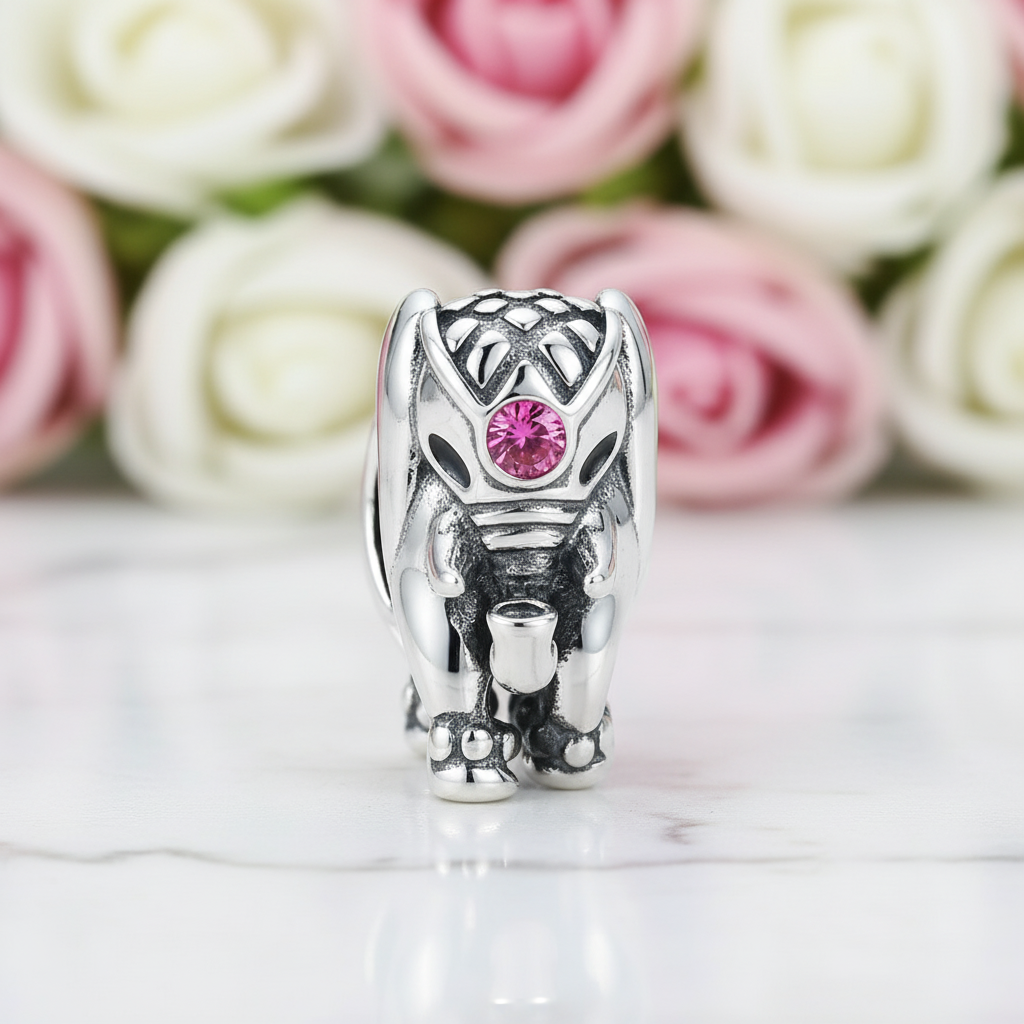 Charming Circus Elephant with Pink Diamond Charm-Black Diamonds New York