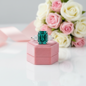 5.0ct Three-Stone Paraiba Tourmaline Radiant Cut Engagement Ring-Black Diamonds New York