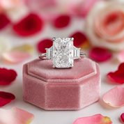 Three Stone Radiant Cut Diamond Engagement Ring-Black Diamonds New York