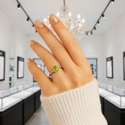 2 carats Green Stone Promise Ring-Black Diamonds New York