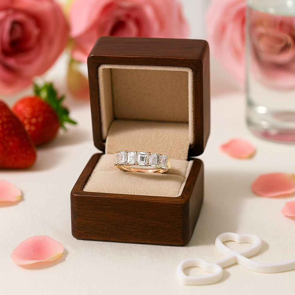 Half Eternity Asscher Cut Ring Band-Black Diamonds New York