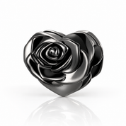 Elegant Black Rose Bead Heart Charm (Aftersale Service)-Black Diamonds New York