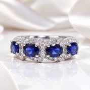 Oval Cut Sapphire Ring Band-Black Diamonds New York