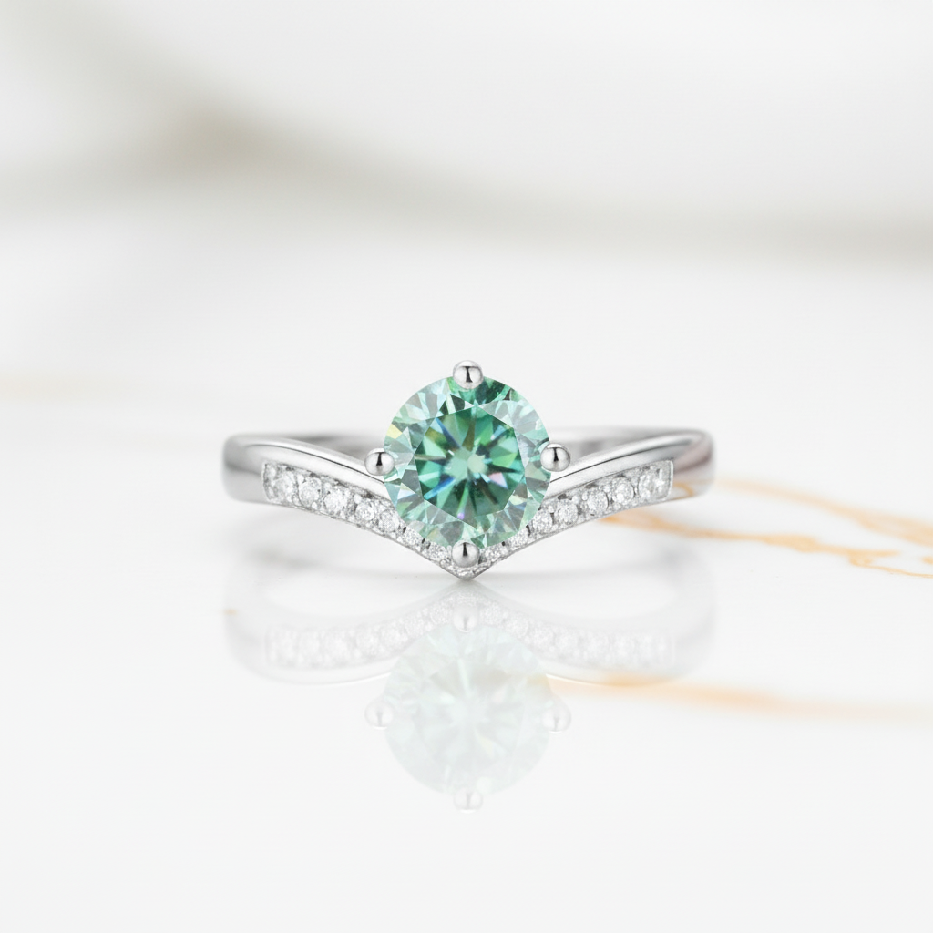 Chevron Ring 1.0ct Green Diamond Option Adjustable Ring-Black Diamonds New York