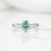 Chevron Ring 1.0ct Green Diamond Option Adjustable Ring-Black Diamonds New York
