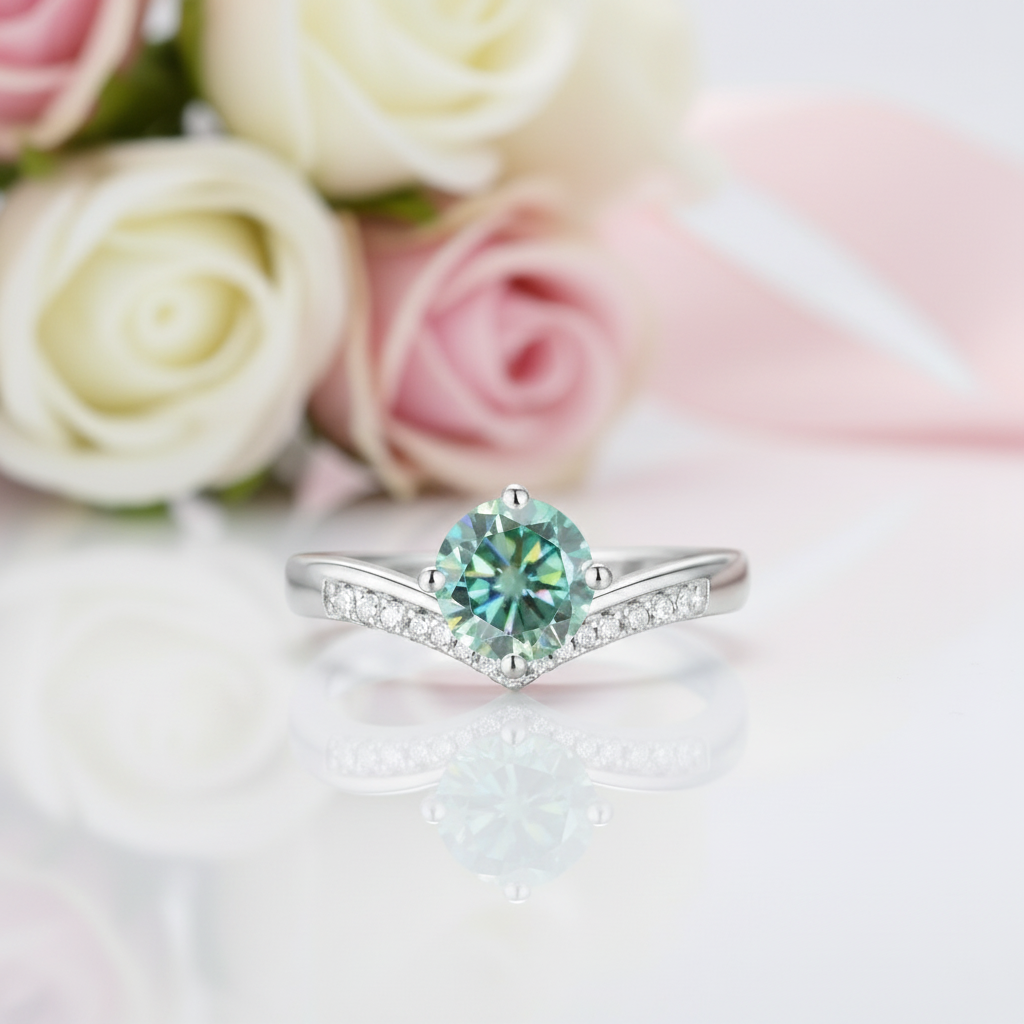 Chevron Ring 1.0ct Green Diamond Option Adjustable Ring-Black Diamonds New York