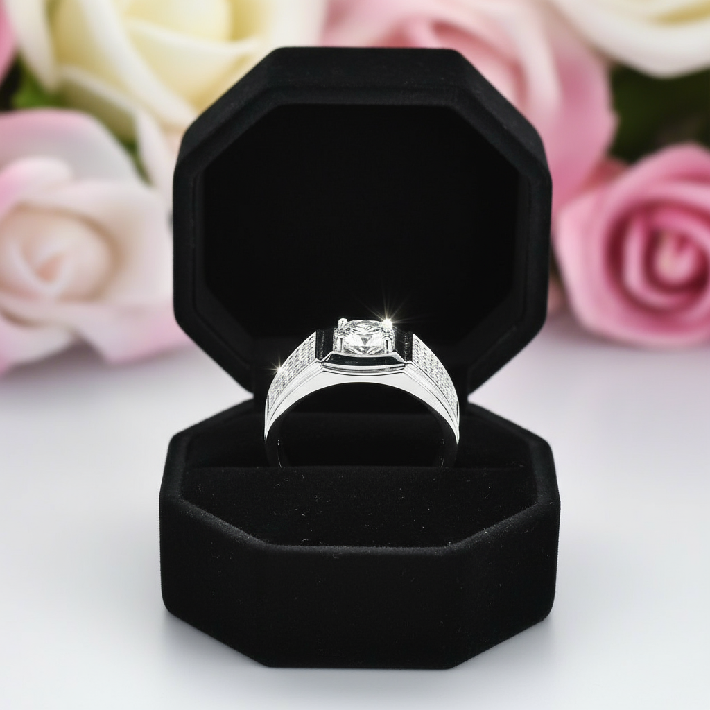 Classic 1.0Ct Diamond Men's Wedding Ring-Black Diamonds New York