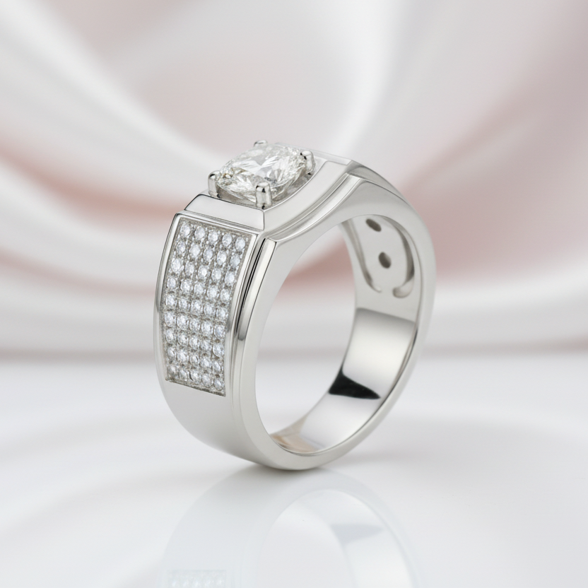 Classic 1.0Ct Diamond Option Men's Wedding Ring-Black Diamonds New York