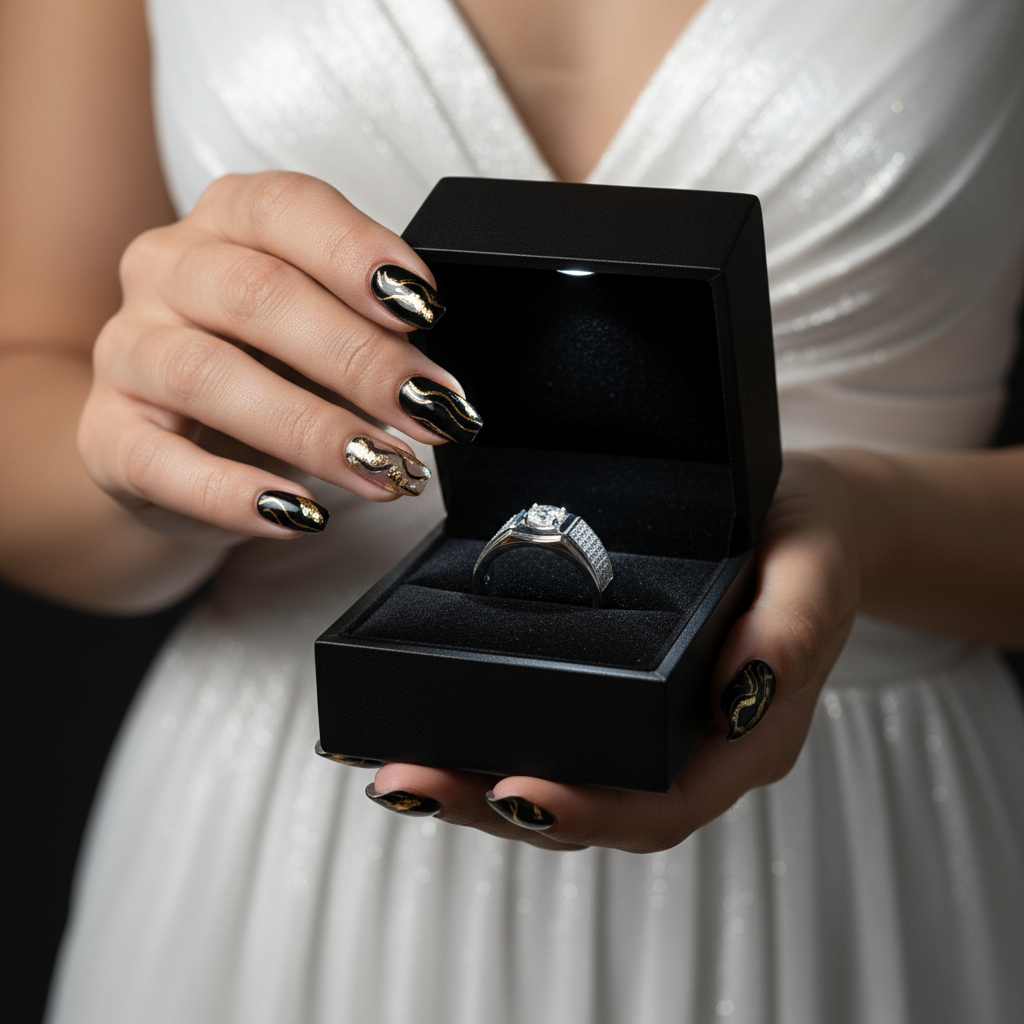 Classic 1.0Ct Diamond Option Men's Wedding Ring-Black Diamonds New York