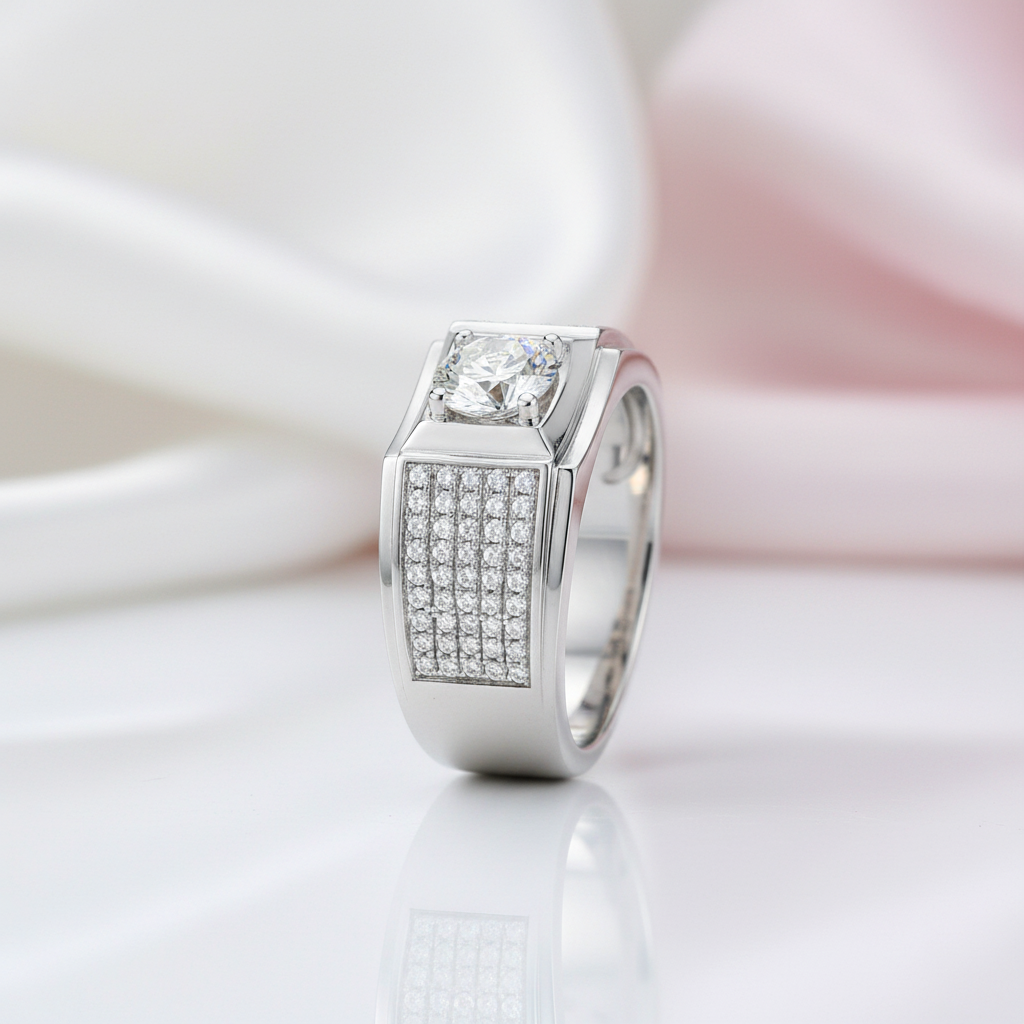 Classic 1.0Ct Diamond Option Men's Wedding Ring-Black Diamonds New York