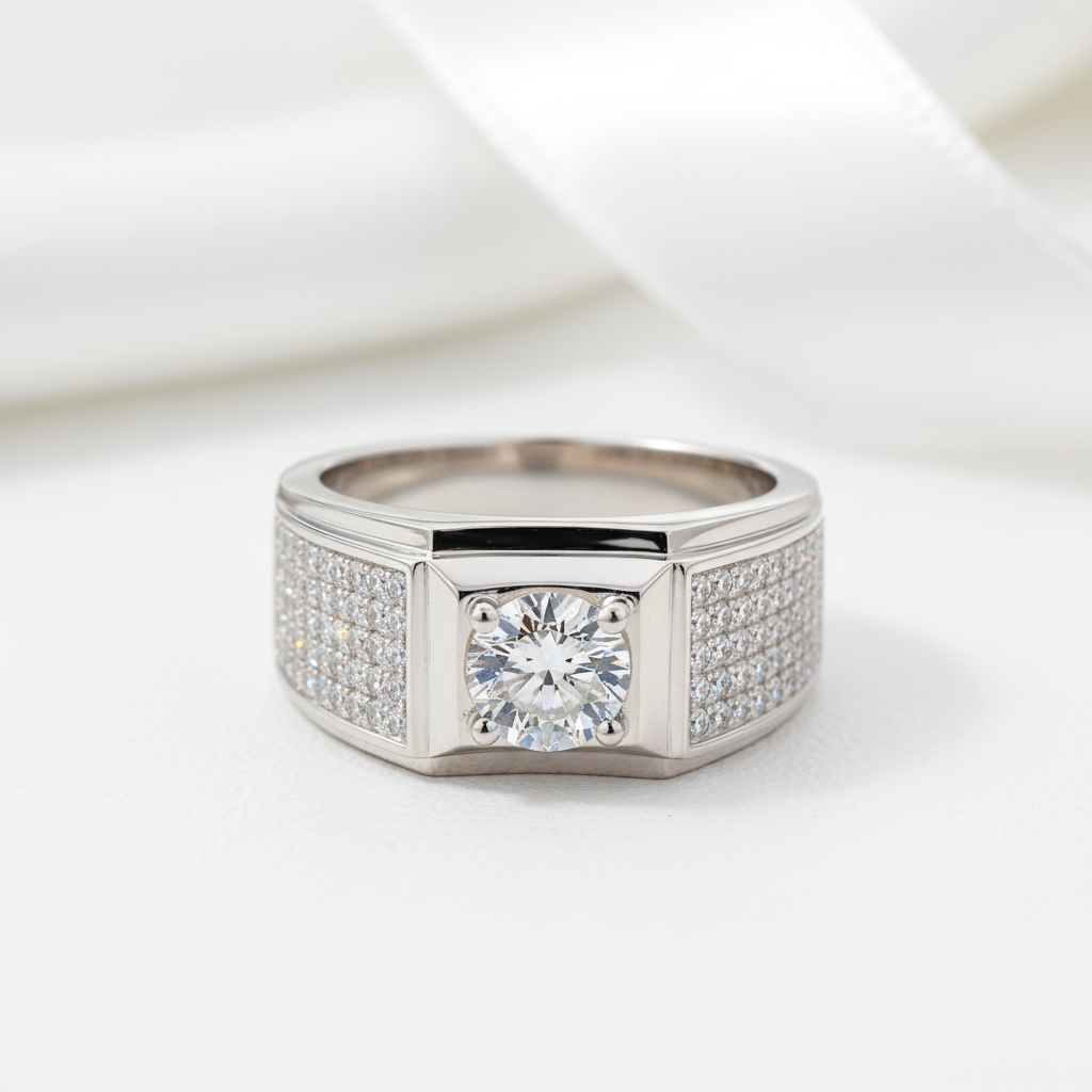 Classic 1.0Ct Diamond Option Men's Wedding Ring-Black Diamonds New York