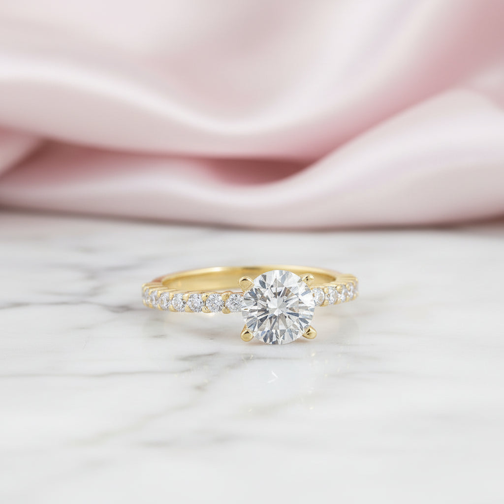 Classic 10k Gold 1.25 Ct Round Cut Diamond Option Engagement Ring-Black Diamonds New York