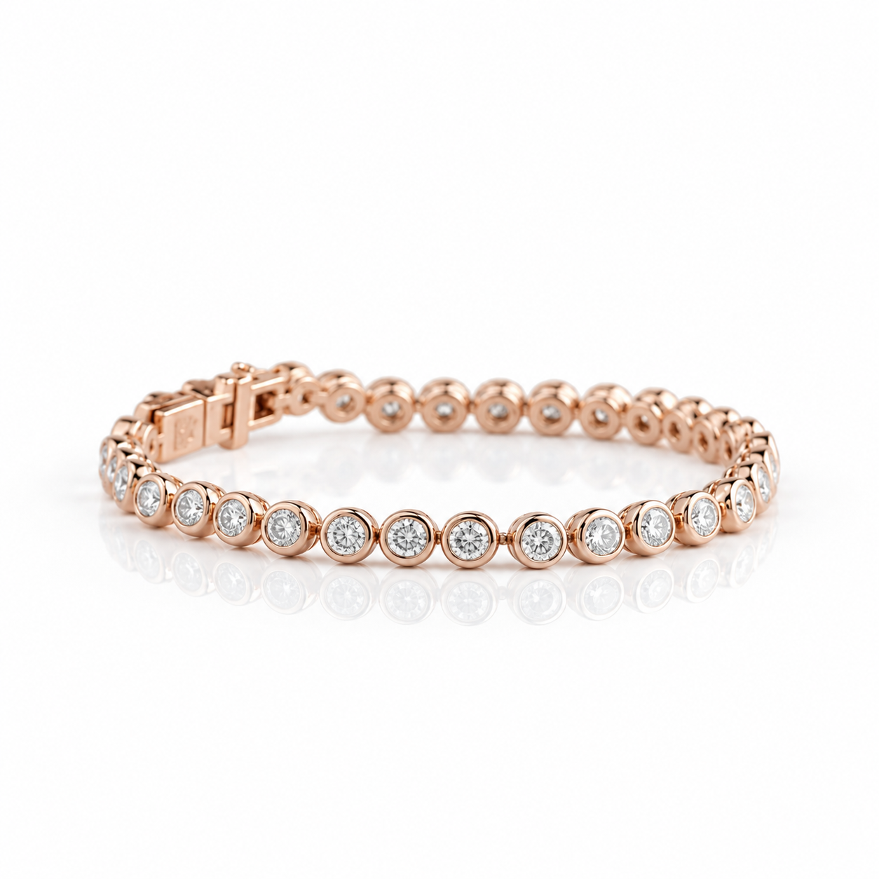 Classic 14k Rose Gold 3.4 Ctw Bezel Set Diamond Option Tennis Bracelet-Black Diamonds New York