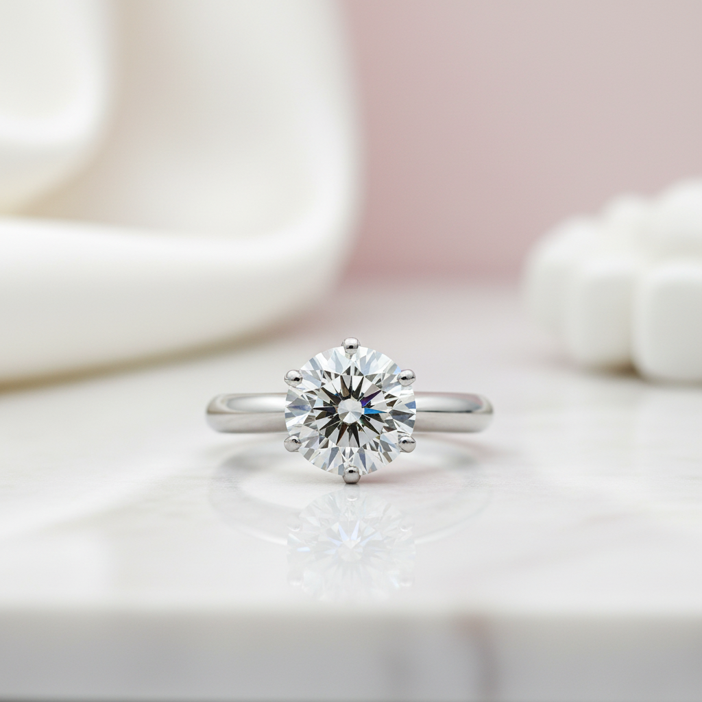 Classic 18k White Gold 3.0 Ct Diamond Option Engagement Ring-Black Diamonds New York