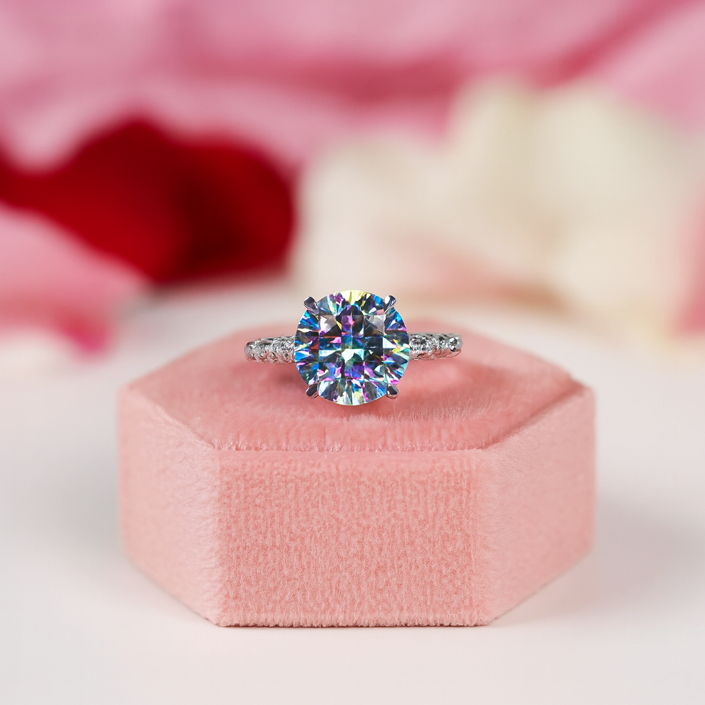 Classic 5.0 Ct Round Diamond Engagement Ring-Black Diamonds New York