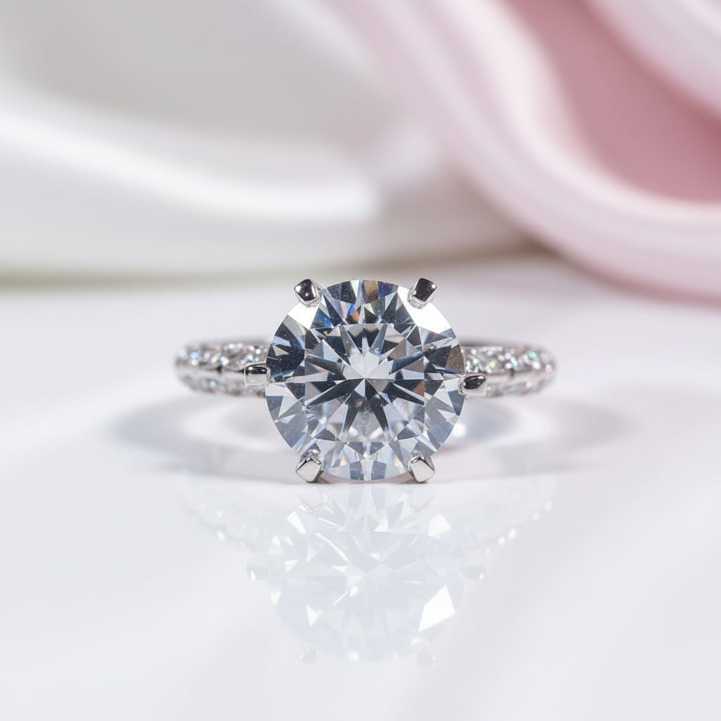Classic 5.0 Ct Round Diamond Option Engagement Ring-Black Diamonds New York