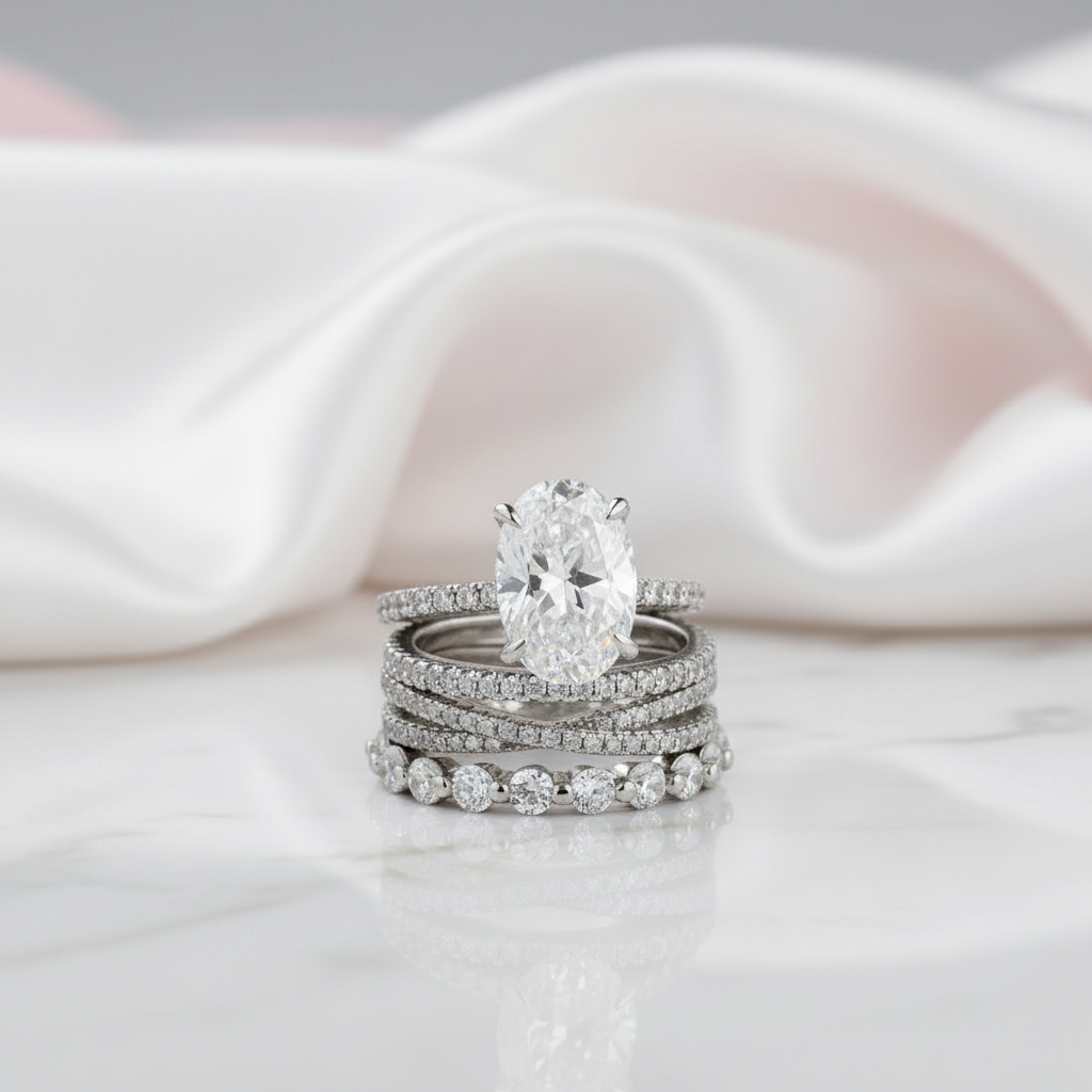 Classic Oval Cut Diamond Option Bridal Set-Black Diamonds New York