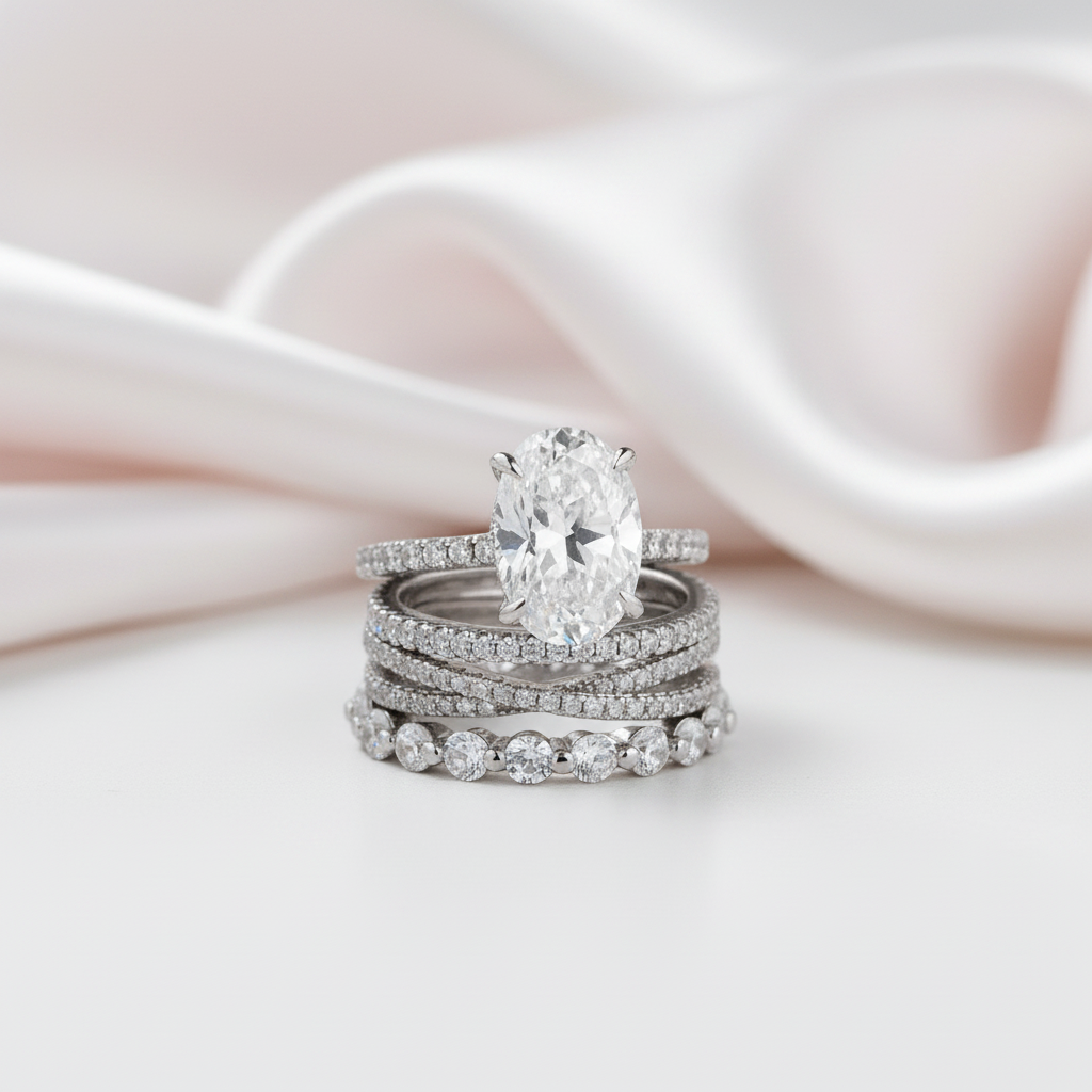 Classic Oval Cut Diamond Option Bridal Set-Black Diamonds New York