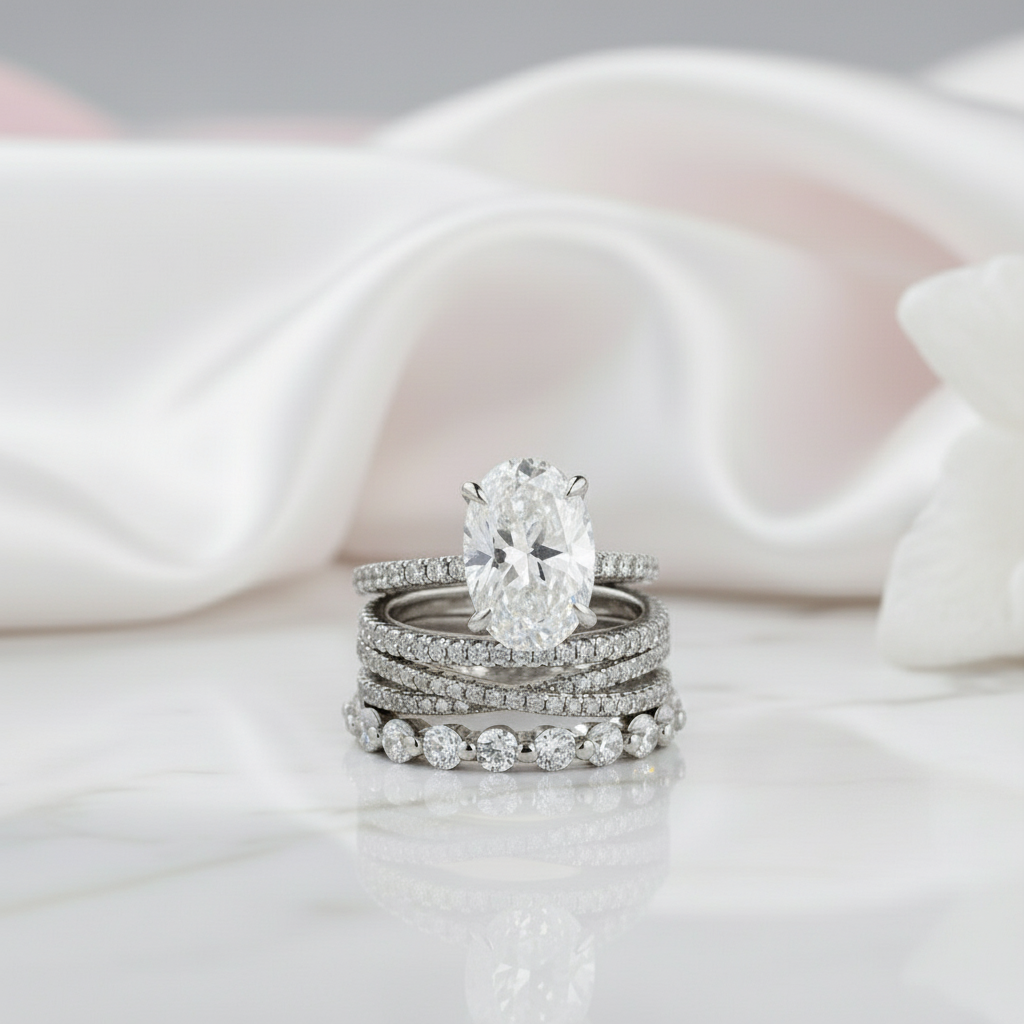 Classic Oval Cut Diamond Bridal Set-Black Diamonds New York