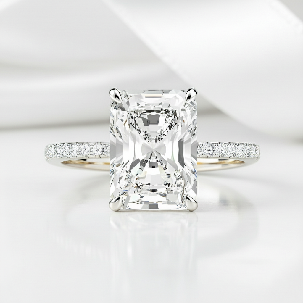 Classic Radiant Cut Diamond Engagement Ring-Black Diamonds New York