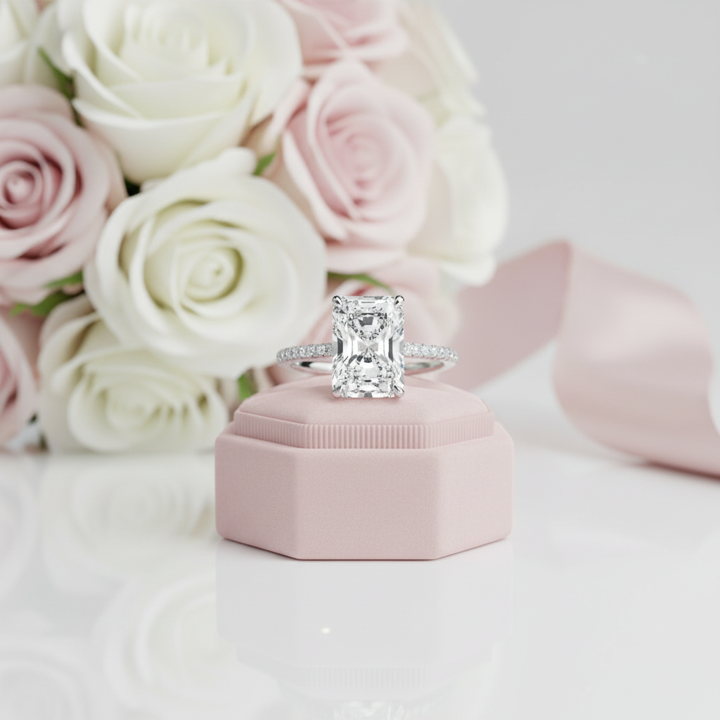 Classic Radiant Cut Diamond Option Engagement Ring-Black Diamonds New York