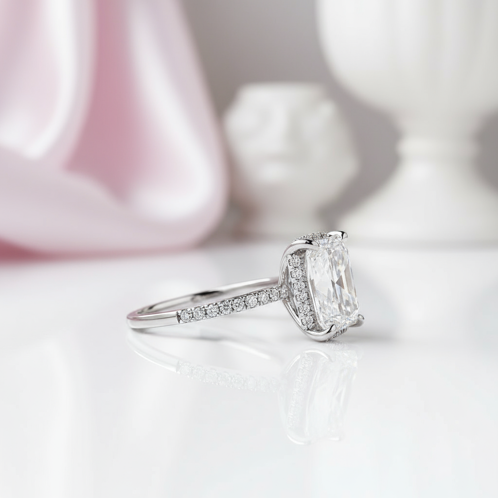 Classic Radiant Cut Diamond Engagement Ring-Black Diamonds New York