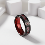 Classic Red Polish Classic Tungsten Carbide Ring-Black Diamonds New York
