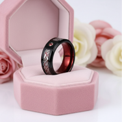 Classic Red Polish Classic Tungsten Carbide Ring-Black Diamonds New York