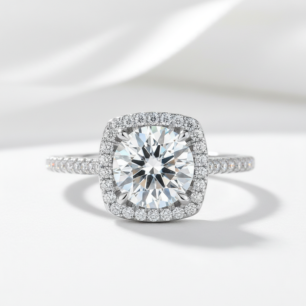 Classic Round Cut 1.0 Ct Diamond Option Engagement Ring-Black Diamonds New York
