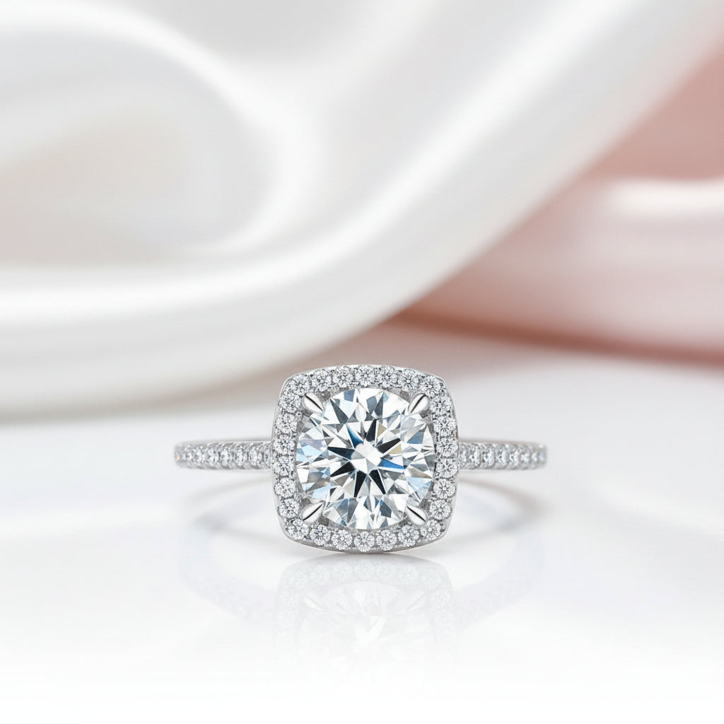 Classic Round Cut 1.0 Ct Diamond Option Engagement Ring-Black Diamonds New York