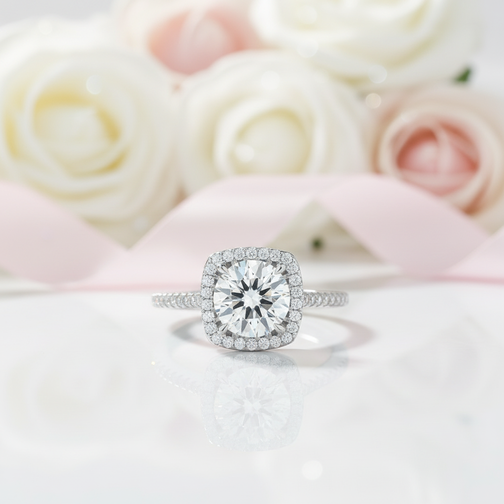 Classic Round Cut 1.0 Ct Diamond Option Engagement Ring-Black Diamonds New York