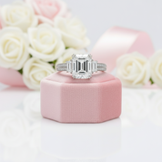 Classic Three Stone Emerald Cut Engagement Ring-Black Diamonds New York