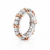 Classic Two Tone 14k Rose and White Gold Diamond Option Eternity Wedding Band-Black Diamonds New York