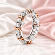 Classic Two Tone 14k Rose and White Gold Diamond Option Eternity Wedding Band-Black Diamonds New York
