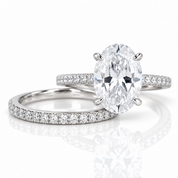 Classic White Sapphire Oval Cut Wedding Ring Set-Black Diamonds New York