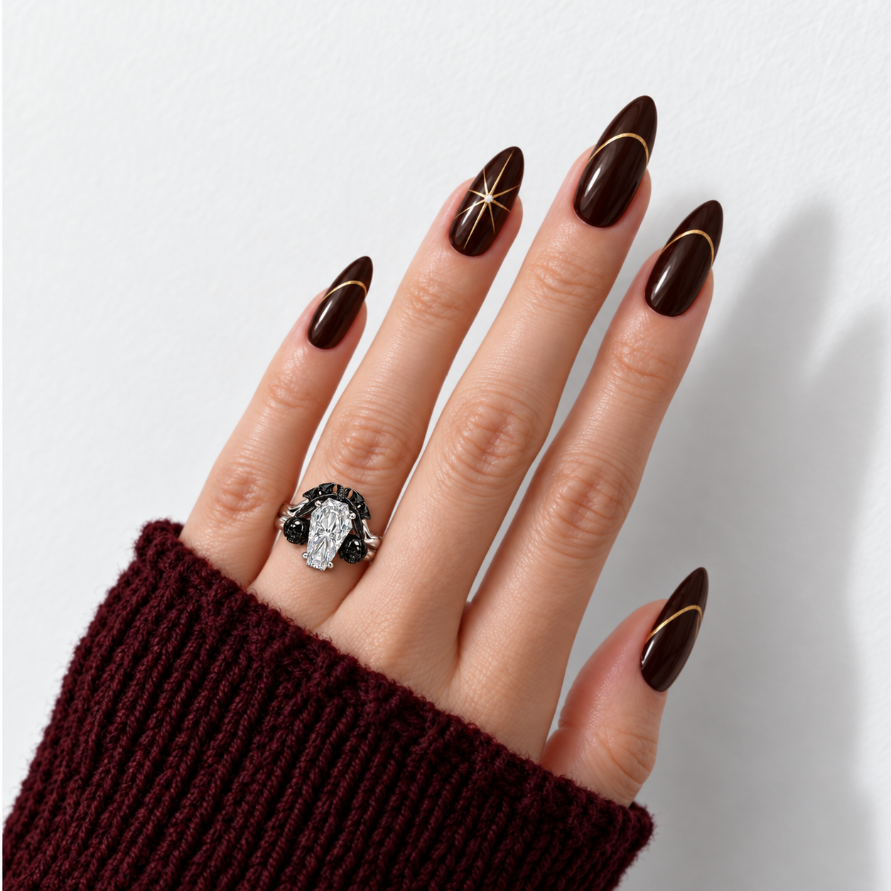 My Ever After Ring - Coffin Cut Diamond Option with Skulls, Bat and Roses Promise Ring-Black Diamonds New York
