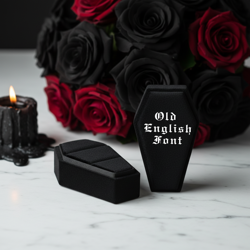 Married Till Buried Personalized Coffin Ring Box-Black Diamonds New York