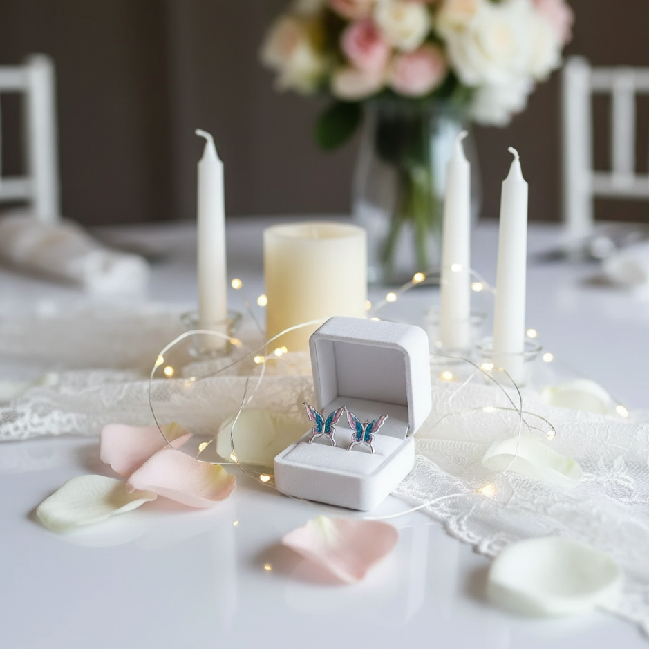 Colorful Diamond Butterfly Stud Earrings-Black Diamonds New York