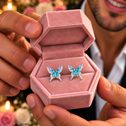 Colorful Diamond Option Butterfly Stud Earrings-Black Diamonds New York