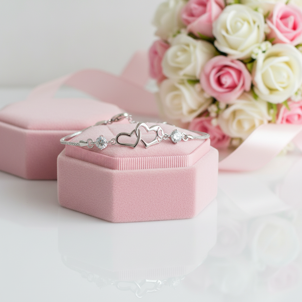 Connected Hearts Bracelet with Diamond Option-Black Diamonds New York