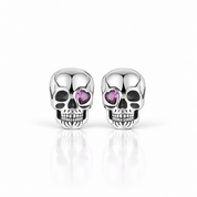 Cool Skull Pink Heart-shaped Diamond Option Stud Earrings-Black Diamonds New York